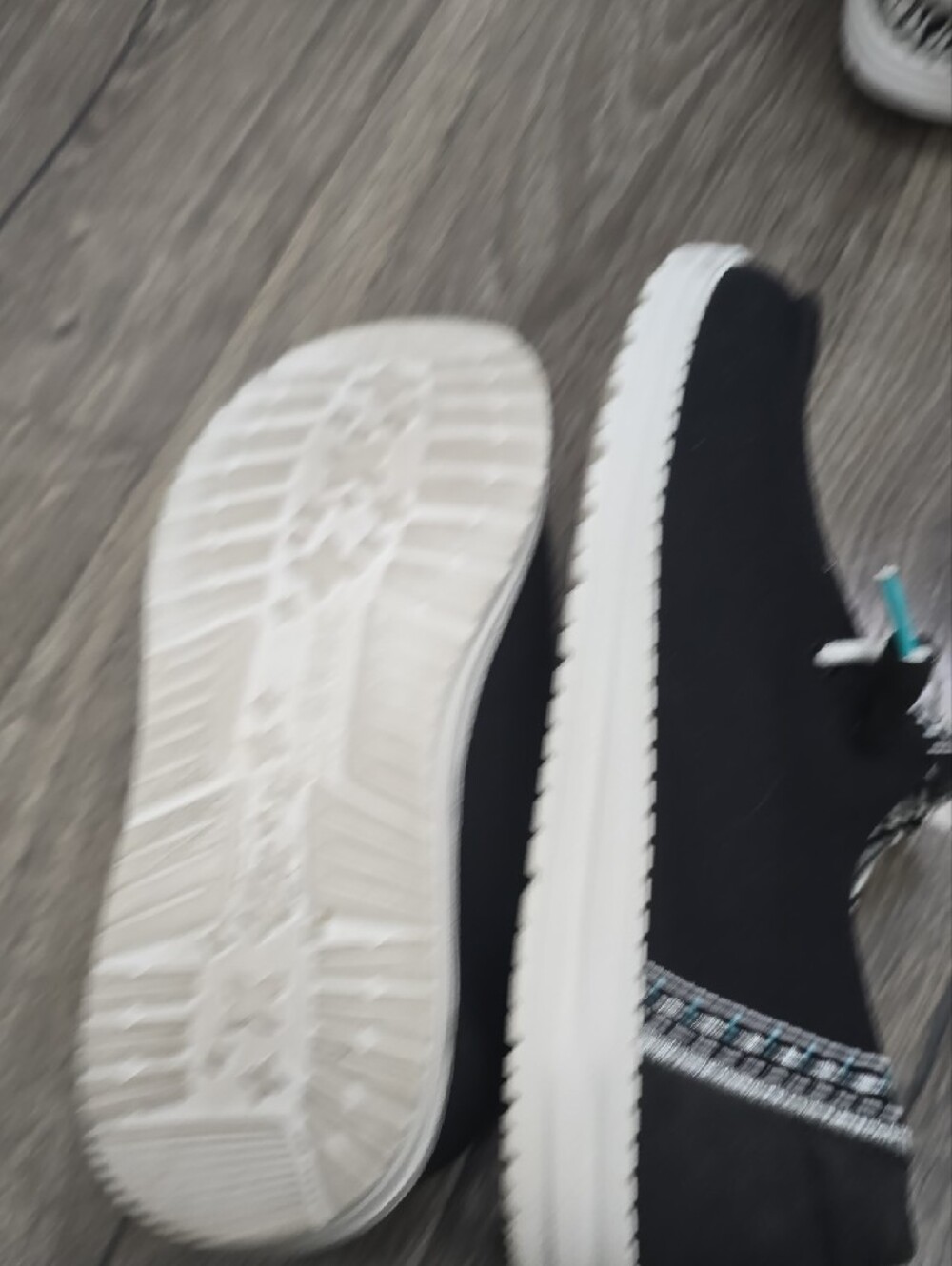 Hey Dude Black Canvas Slip-Ons with Teal & White Embroidery - Picture 3 of 3